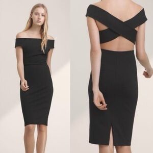 Aritzia Talula gray Varndell off-the-shoulder midi dress - size Small (S)